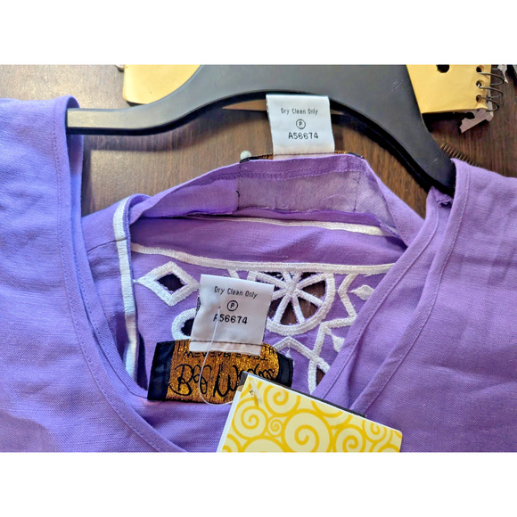 NWOT BOB MACKIE Wearable Art Women's Purple Linen Light Jacket/Blouse Set Sz L - Picture 7 of 7